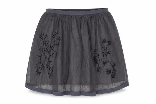 Front view of 18 And East women’s grey floral polyester skater skirt, size UK 10, zip