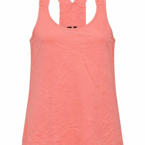 Mango Womens Pink Polyester Basic Tank Size S Round Neck