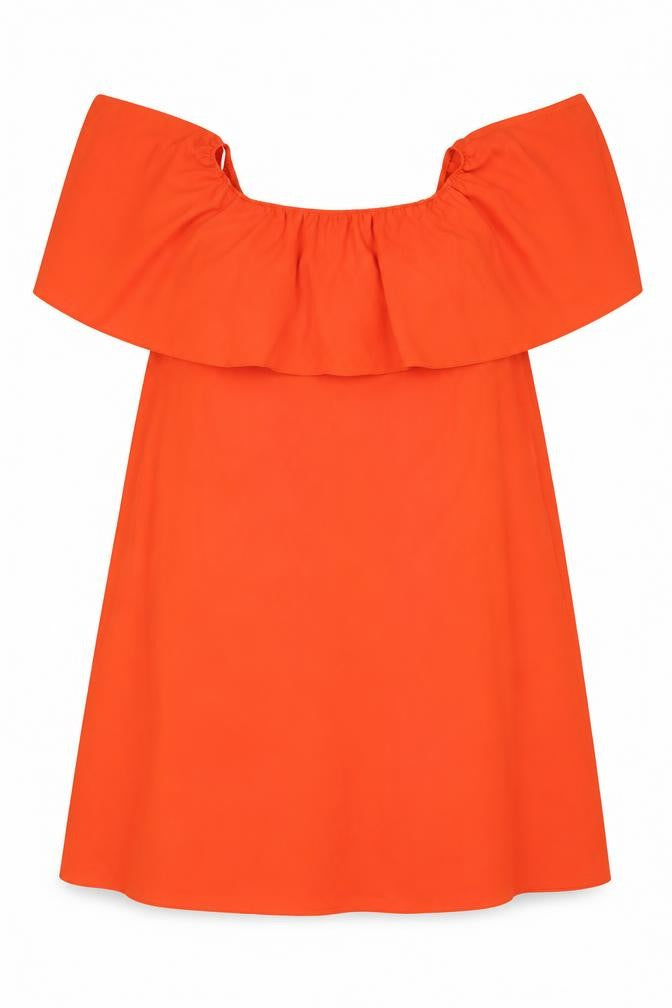Front view of New Look women’s red polyester trapeze & swing, size UK 8, round neck pullover