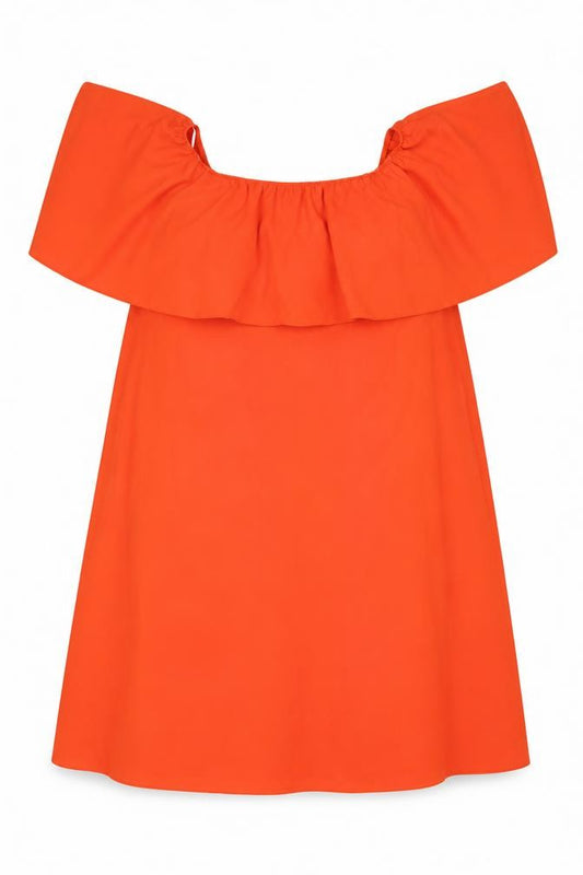 Front view of New Look women’s red polyester trapeze & swing, size UK 8, round neck pullover