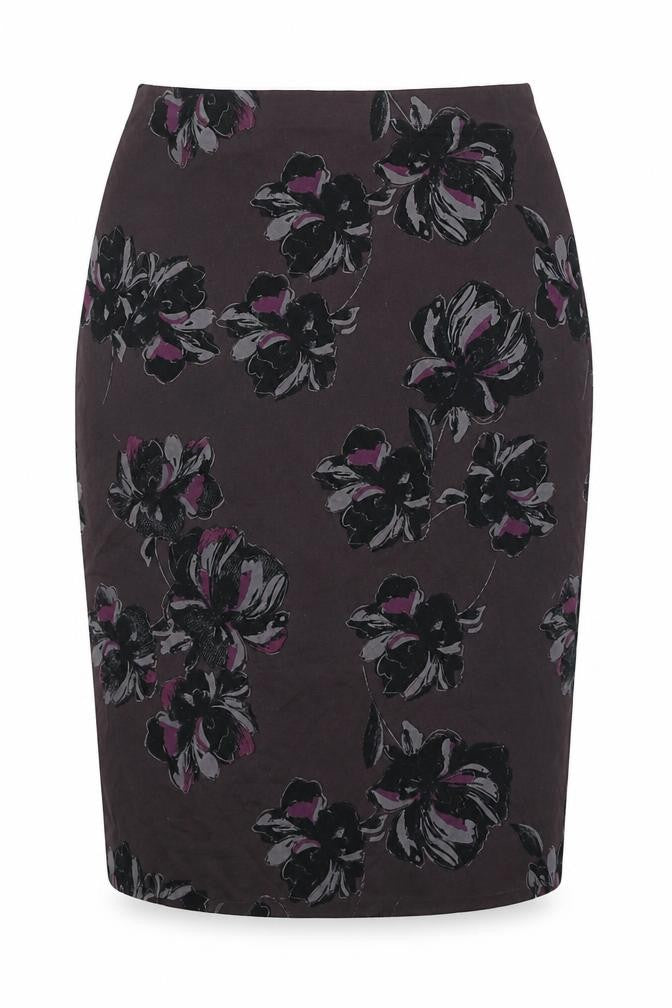 Ann Taylor Womens Brown Floral Cotton Straight & Pencil Skirt Size S Zip - Label size 2