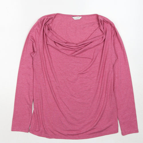 Marks and Spencer Womens Pink Polyester Basic T-Shirt Size 8 Cowl Neck