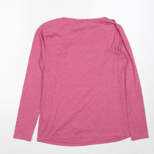 Marks and Spencer Womens Pink Polyester Basic T-Shirt Size 8 Cowl Neck