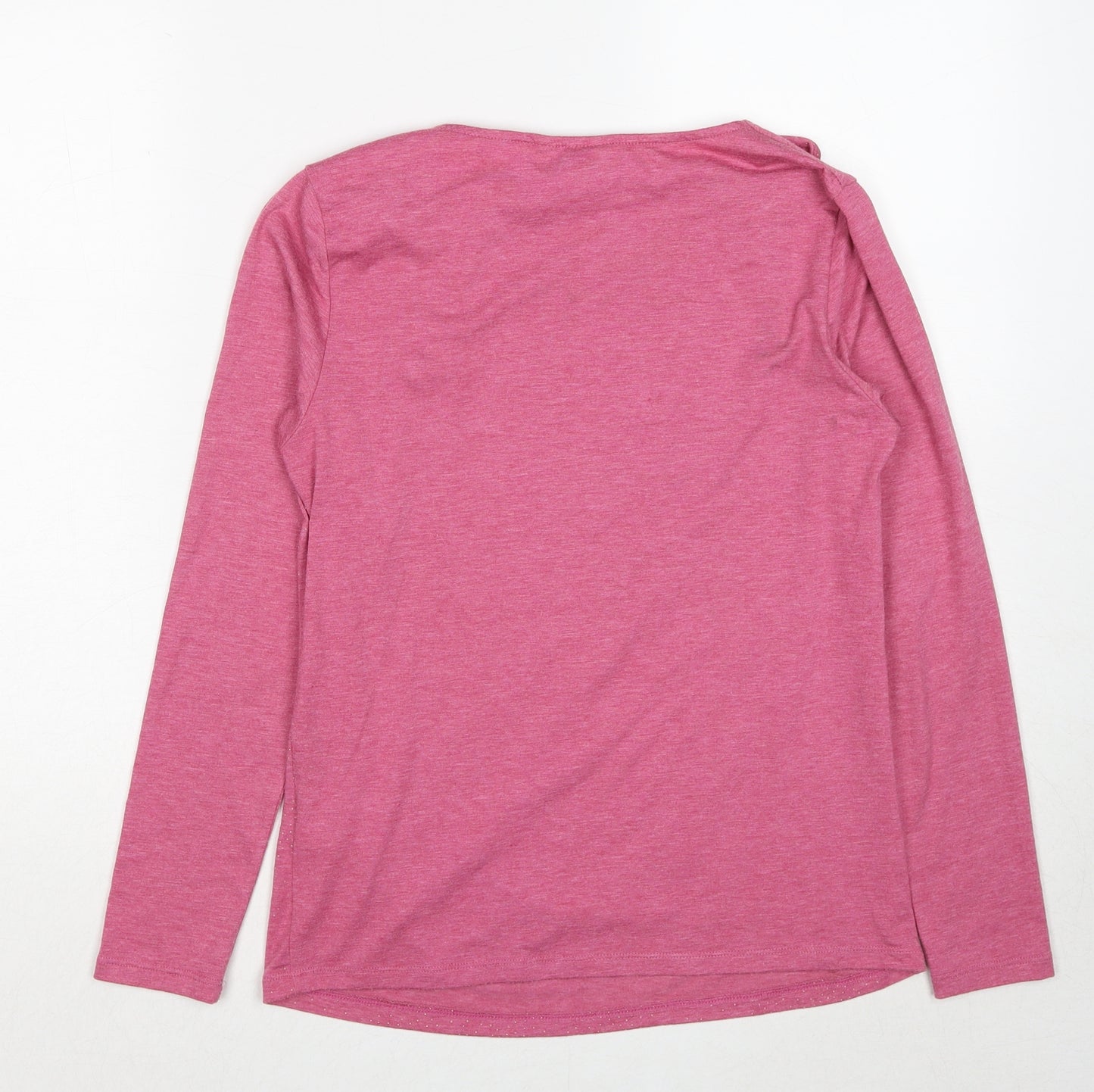 Marks and Spencer Womens Pink Polyester Basic T-Shirt Size 8 Cowl Neck