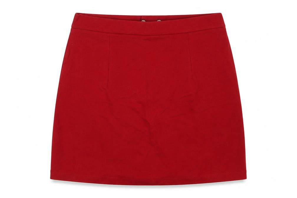 Bershka Womens Red Viscose A-Line Skirt Size S Zip