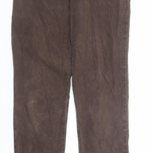 Miss Clark Womens Brown Cotton Straight Jeans Size 16 Regular Zip