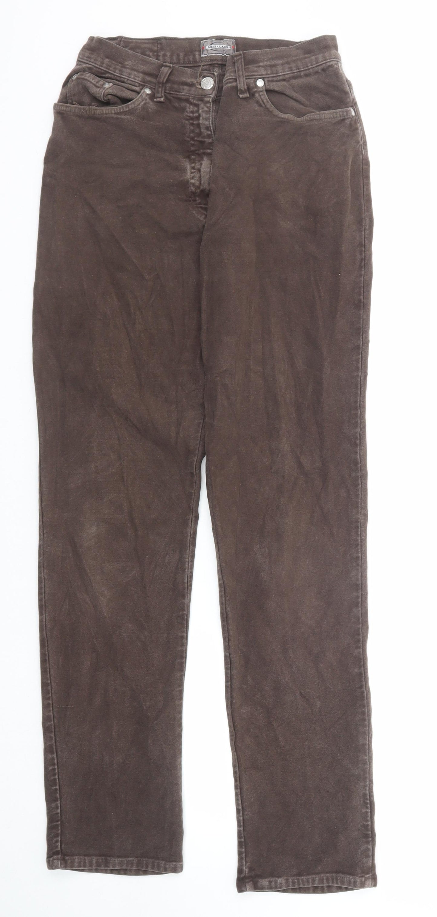 Miss Clark Womens Brown Cotton Straight Jeans Size 16 Regular Zip