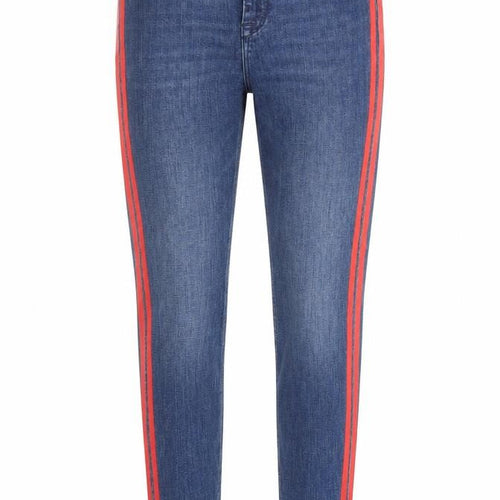 Zara Womens Blue Striped Cotton Skinny Jeans Size 8 Regular Zip