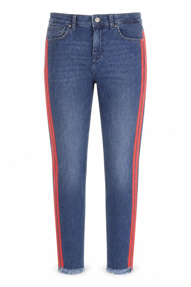 Zara Womens Blue Striped Cotton Skinny Jeans Size 8 Regular Zip