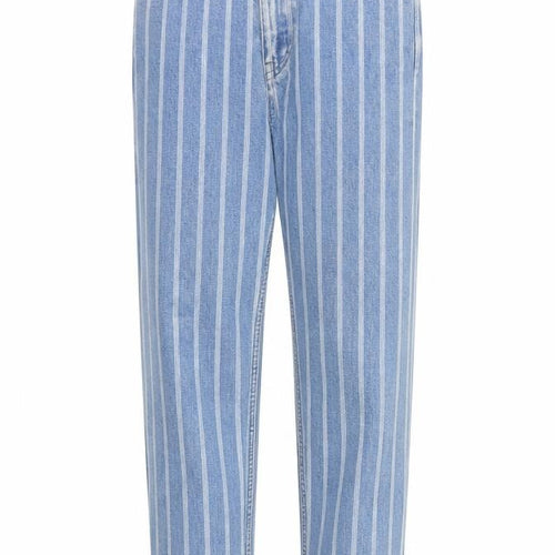 Topshop Womens Blue Striped Cotton Mom Jeans Size 26 in Regular Zip