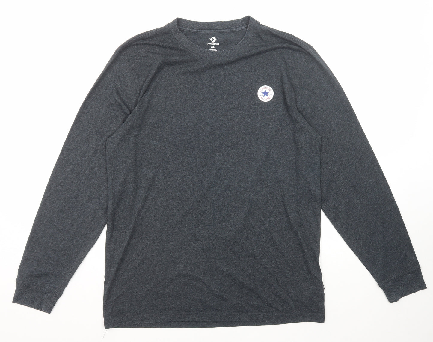 Converse Mens Grey Cotton T-Shirt Size XL Round Neck Push Lock