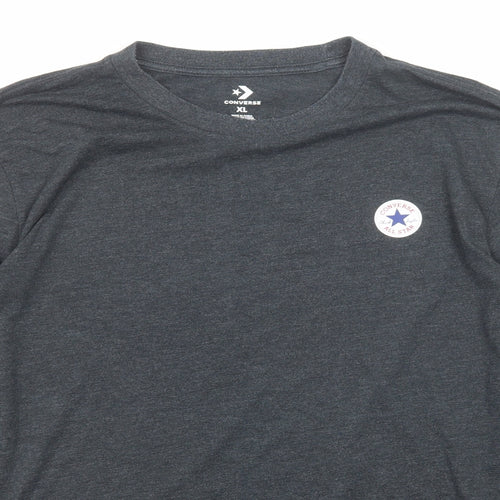 Converse Mens Grey Cotton T-Shirt Size XL Round Neck Push Lock