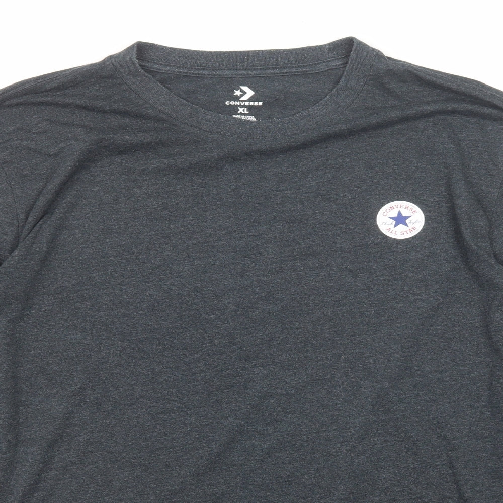 Converse Mens Grey Cotton T-Shirt Size XL Round Neck Push Lock
