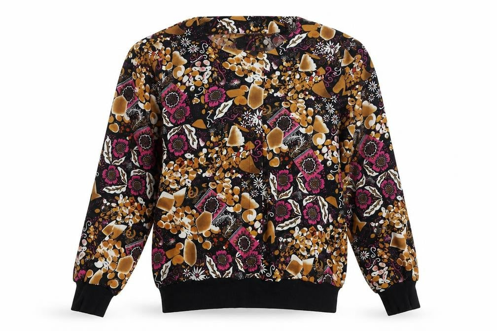 Canada Womens Multicoloured Floral Polyester Basic Button-Up Size 16 Round Neck