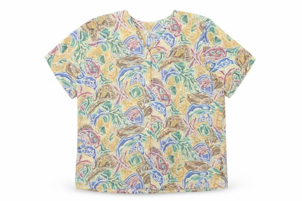 Debenhams Womens Multicoloured Geometric Polyester Basic Button-Up Size 16 V-Neck