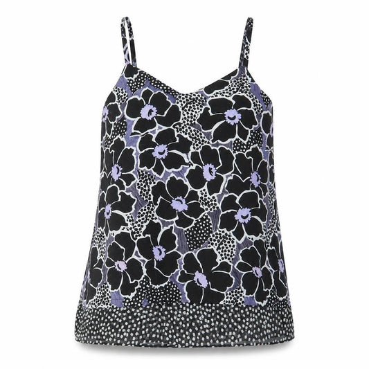 Front view of Warehouse women’s multicoloured floral polyester basic tank, size UK 8, v-neck