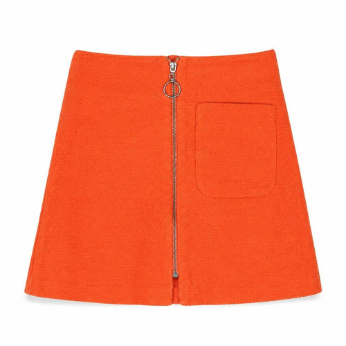 Topshop Womens Orange Cotton A-Line Skirt Size 8 Zip