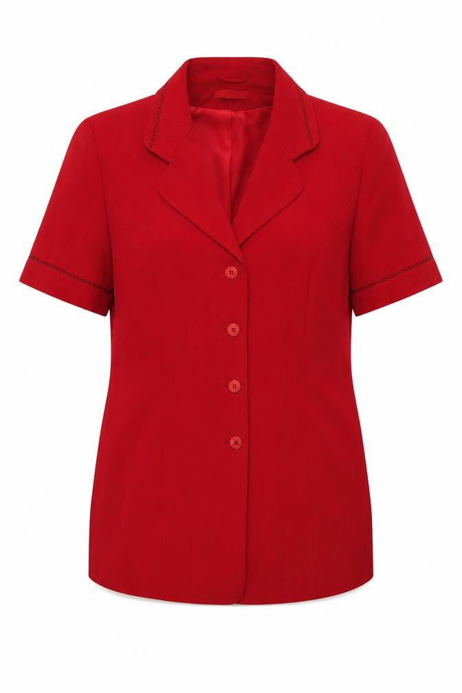 Front view of Bonmarché women’s red polyester jacket blazer, size UK 16