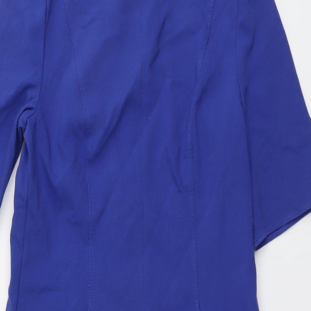 Oliver Bonas Womens Blue Cotton Shift Size 10 Boat Neck Zip