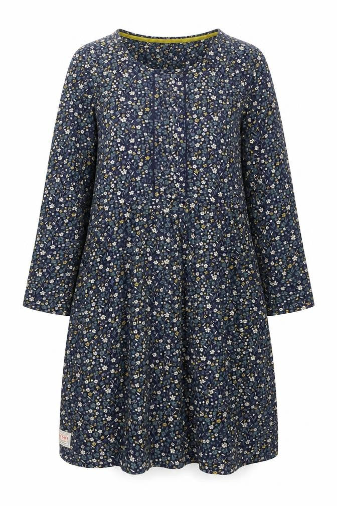 Brakeburn Womens Blue Floral Cotton A-Line Size 10 Boat Neck Pullover