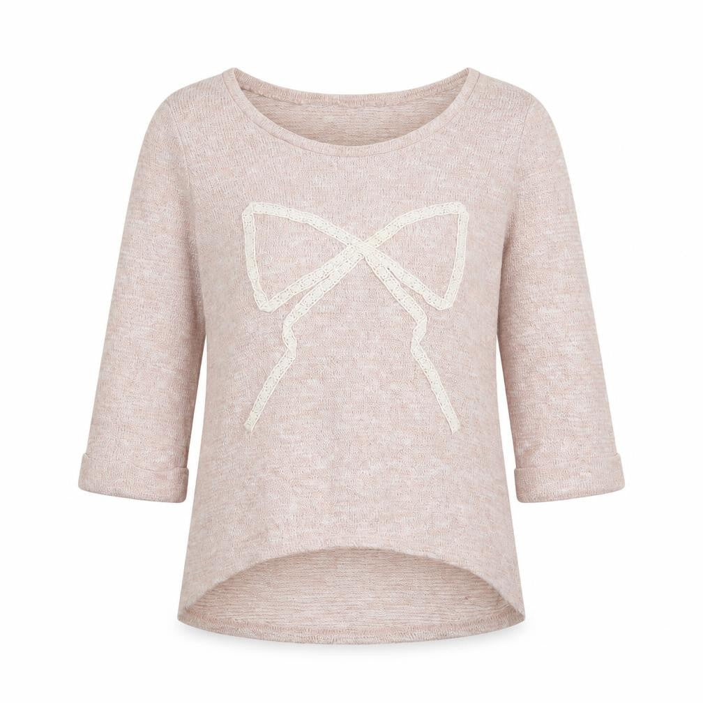 Front view of New Look women’s pink mock neck acrylic jumper, size UK 10