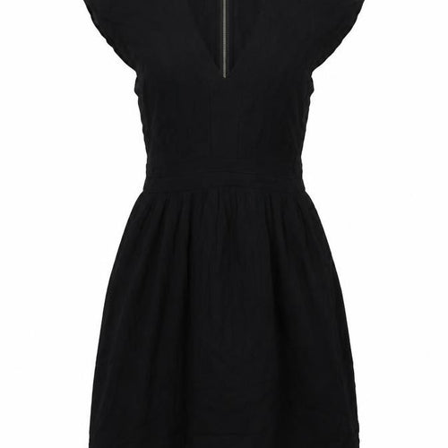 VERO MODA Womens Black Viscose Fit & Flare Size XS V-Neck Zip