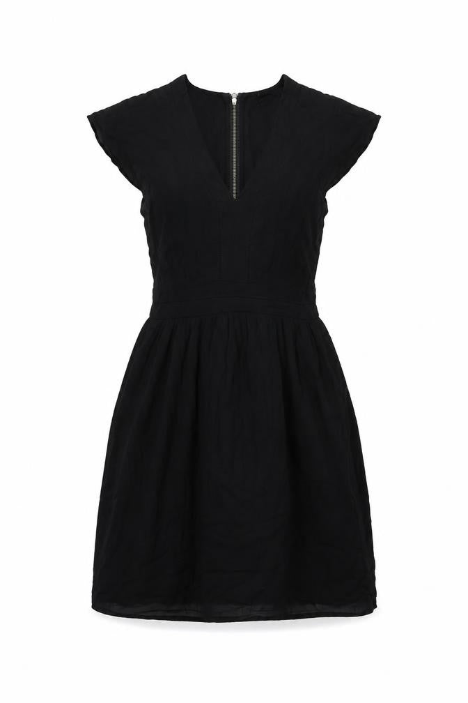 VERO MODA Womens Black Viscose Fit & Flare Size XS V-Neck Zip
