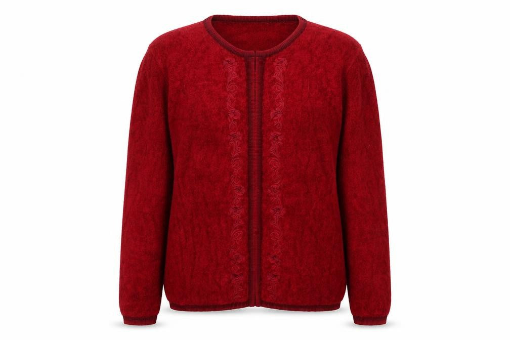 Front view of Fay Louise women’s red round neck viscose jumper, size L
