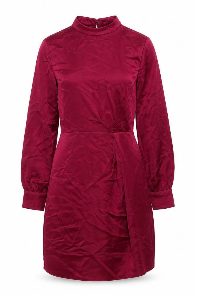 Mango Womens Red Polyester Sheath Size S Mock Neck Zip