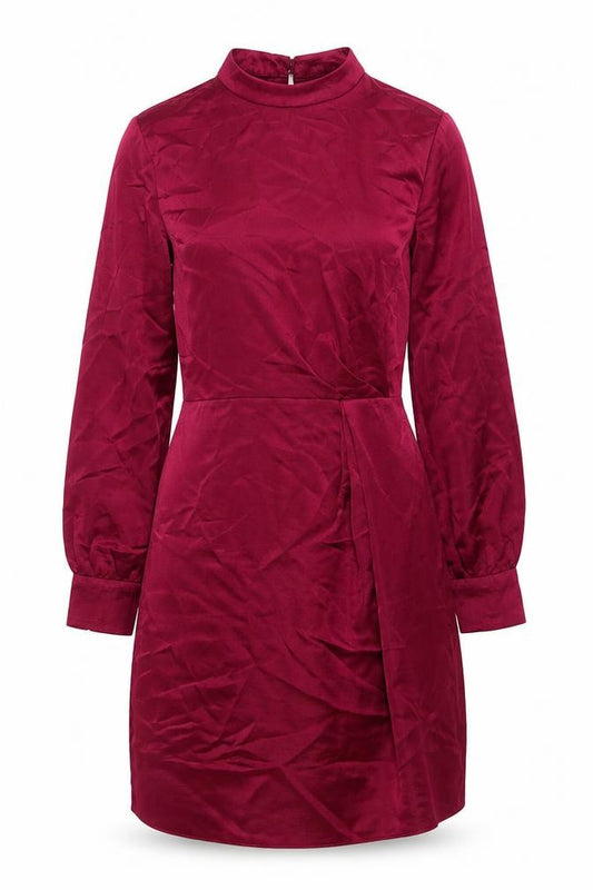 Front view of Mango women’s red polyester sheath, size S, mock neck zip