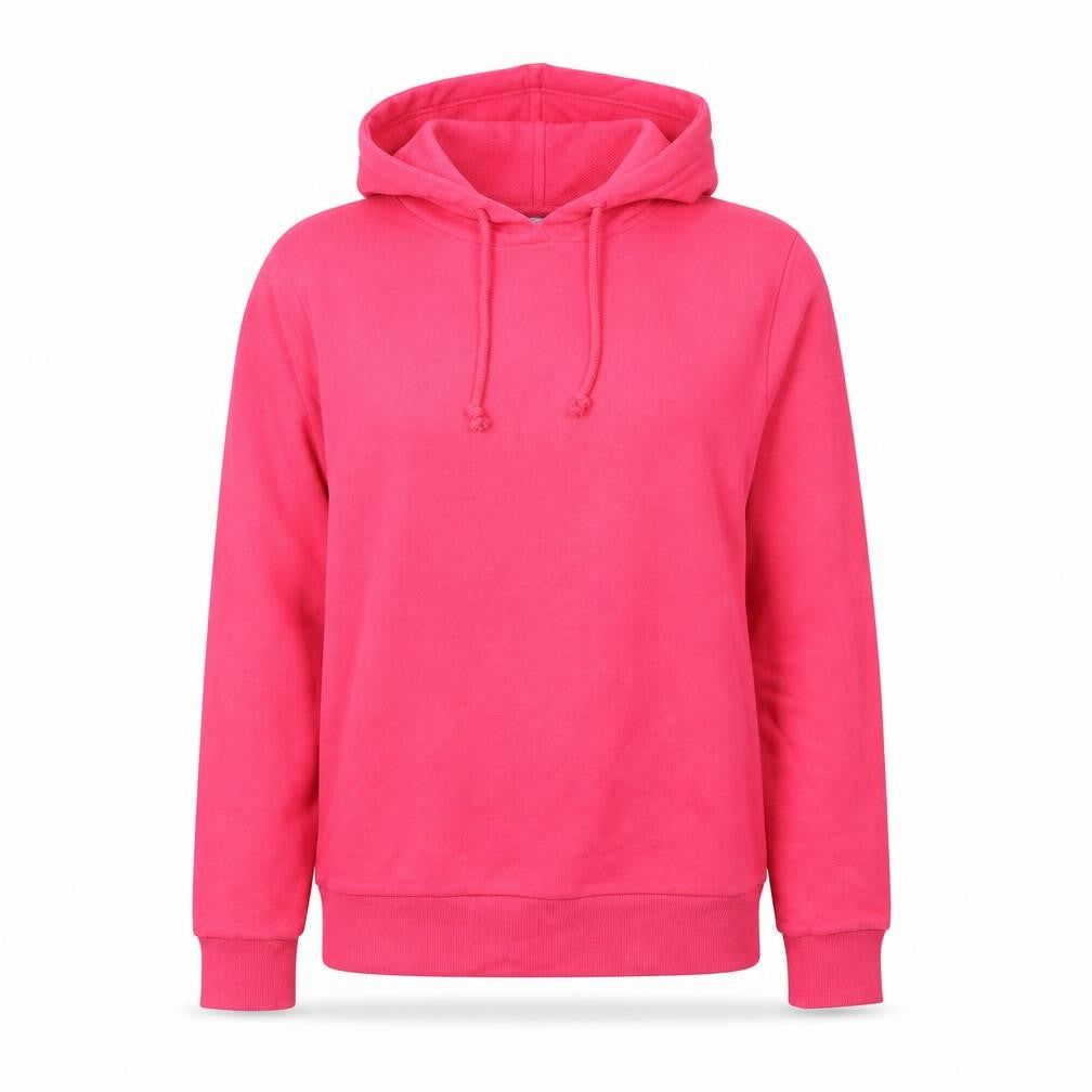 Front view of Marks & Spencer women’s pink cotton pullover hoodie, size UK 6, pullover