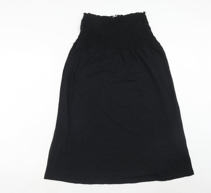 Marks and Spencer Womens Black Cotton Fit & Flare Size 8 Square Neck Pullover