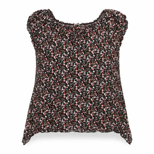Carl Ann Womens Black Floral Viscose Basic T-Shirt Size 18 Round Neck
