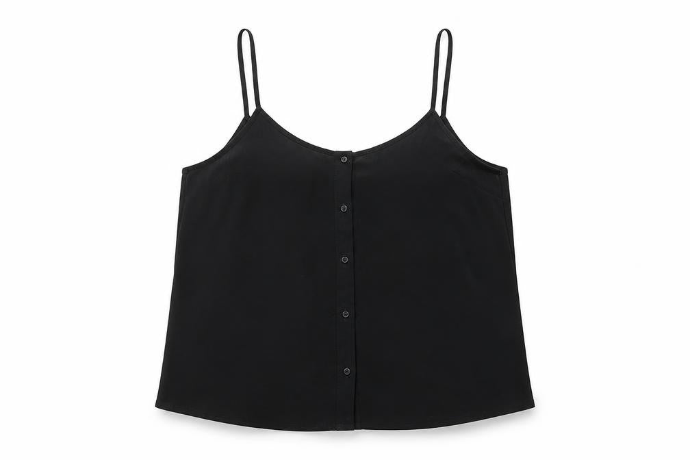 Topshop Womens Black Polyester Basic Tank Size 12 Round Neck