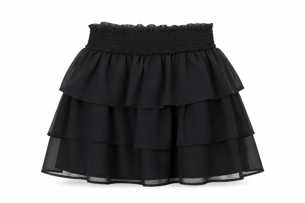 Front view of H&M women’s black polyester skater set, size XS