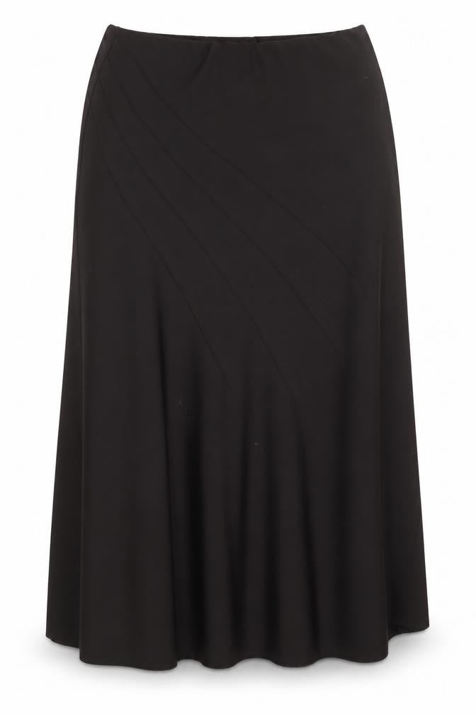 Front view of Mia Moda women’s brown polyester swing skirt, size UK 31, in