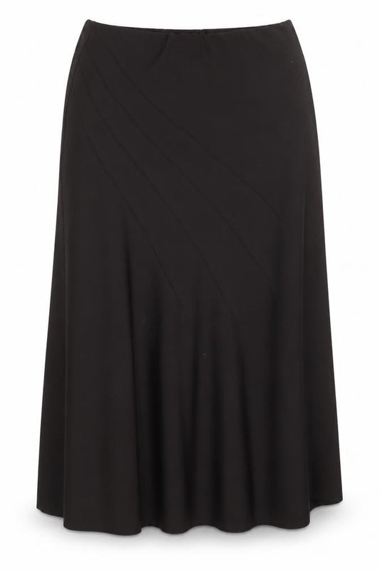 Front view of Mia Moda women’s brown polyester swing skirt, size UK 31, in