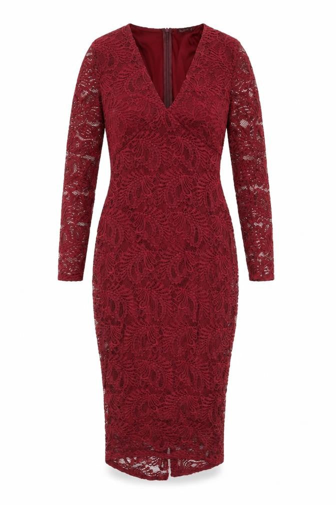 Boohoo Womens Red Geometric Nylon Bodycon Size 10 V-Neck Zip
