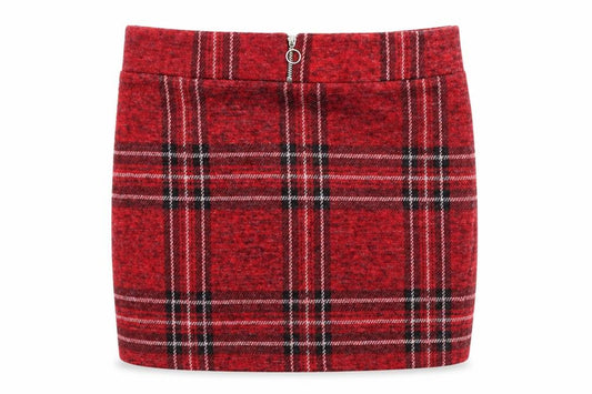 Select Girls Red Plaid Polyester Mini Skirt Size 14 Years Regular Zip