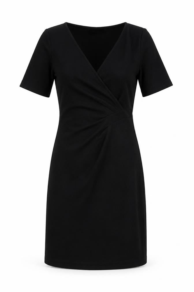 Front view of Dorothy Perkins women’s black polyester a-line, size UK 8, v-neck pullover