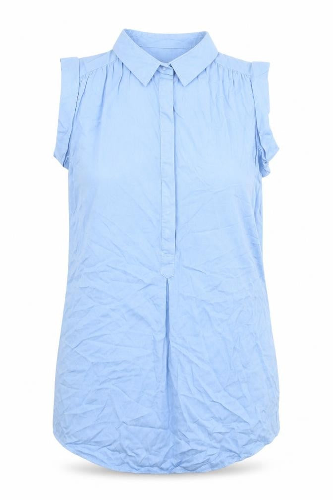 Little Lies Womens Blue 100% Cotton Basic Button-Up Size 8 Collared