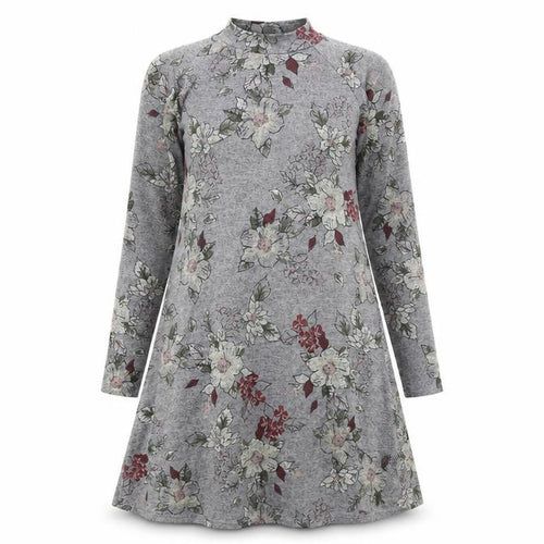 Apricot Womens Grey Floral Polyester Jumper Dress Size 8 Round Neck Pullover