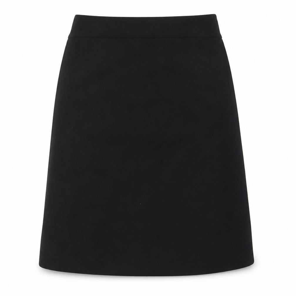 Front view of Kasper women’s black polyester swing skirt, size UK 8, zip