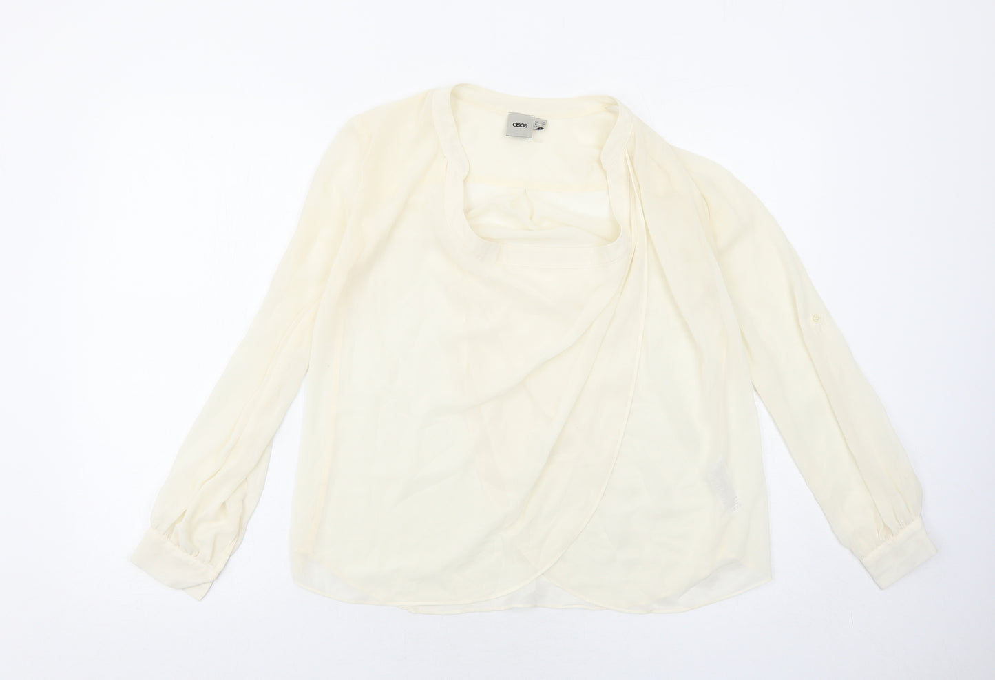 ASOS Womens Ivory Polyester Basic Blouse Size 6 Round Neck