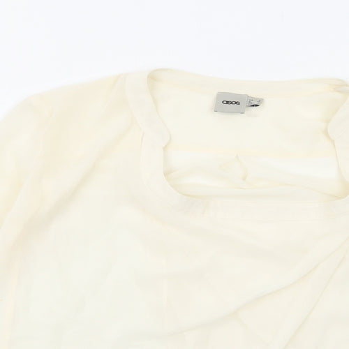 ASOS Womens Ivory Polyester Basic Blouse Size 6 Round Neck