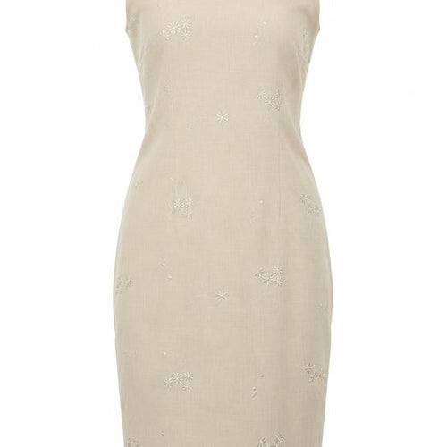 Liz Claiborne Womens Beige Polyester Pencil Dress Size 4 V-Neck Zip