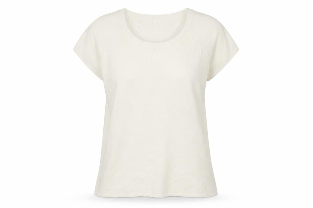 Front view of Klass women’s white round neck viscose jumper, size M