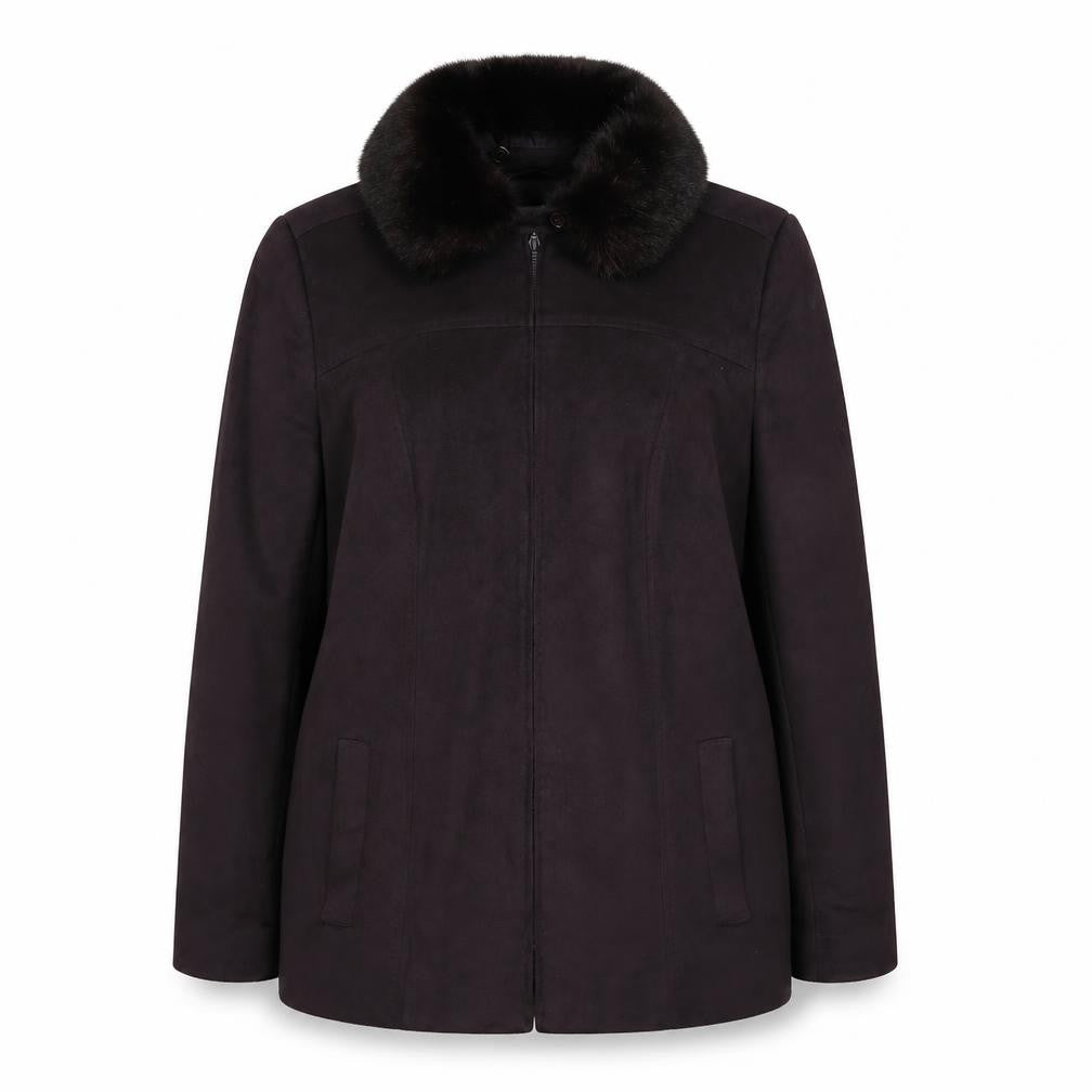 Front view of Marks & Spencer women’s brown jacket, size UK 14, zip