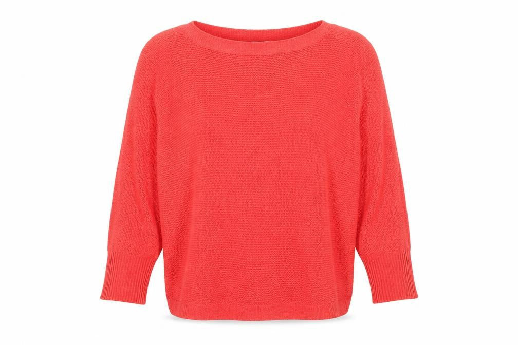 Front view of CARINA women’s red boat neck modal jumper, size M