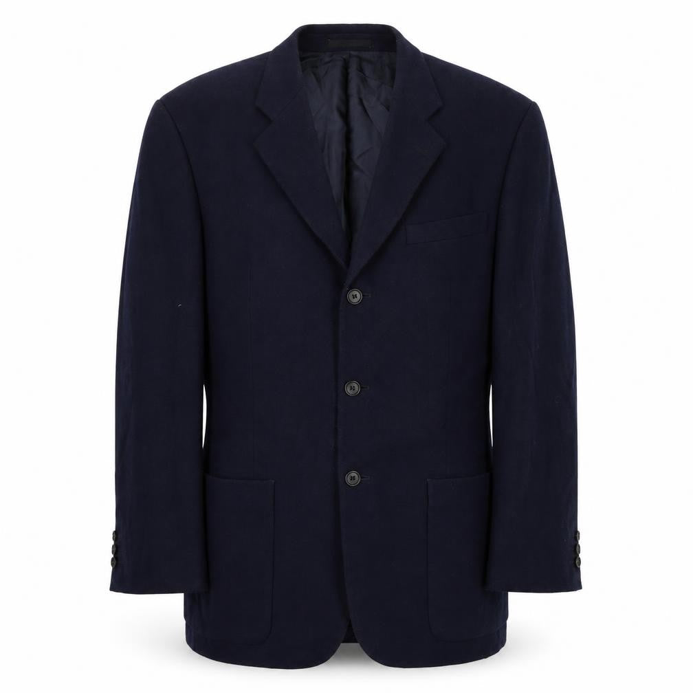 Front view of Yves Gerard men’s blue wool jacket suit jacket, size 44, regular